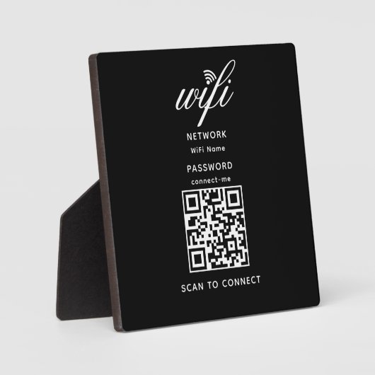 QR Code Wifi Internet Wachtwoord Zwart Plaque Fotoplaat (Voorkant)