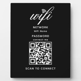 QR Code Wifi Internet Wachtwoord Zwart Plaque Fotoplaat