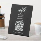 QR Code Wifi Internet Wachtwoord Zwart voetstuk Te Reclamebord Met Voetstuk (Insitu)