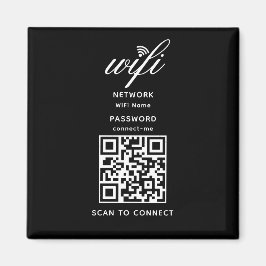 QR-code Wifi Internet Wachtwoord Zwarte Magneet