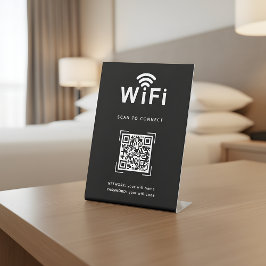 QR Code Wifi Login Sign For Hotel Guest Rooms Reclamebord Met Voetstuk