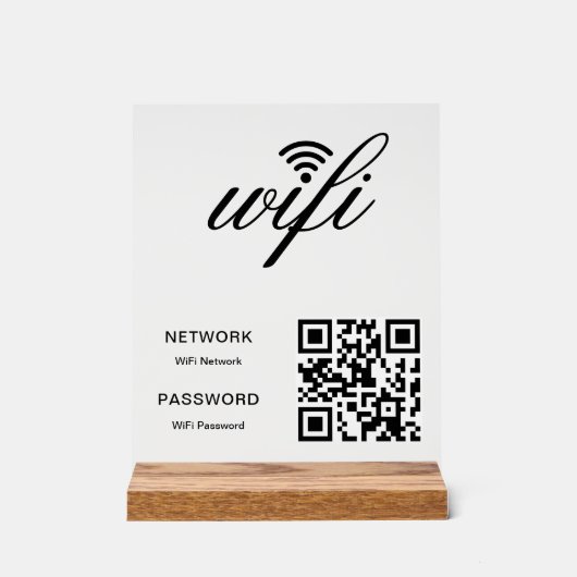 QR-code WiFi-netwerk met aangepaste merknaam Acryl Bord (Voorkant)