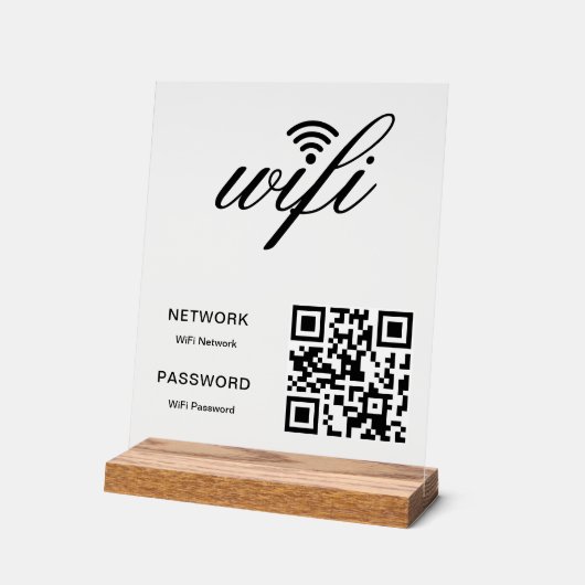 QR-code WiFi-netwerk met aangepaste merknaam Acryl Bord (Hoek)