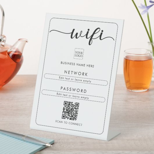 QR-code WiFi-netwerkwachtwoord Logo Business Café Reclamebord Met Voetstuk (Insitu)
