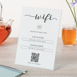 QR-code WiFi-netwerkwachtwoord Logo Business Café Reclamebord Met Voetstuk