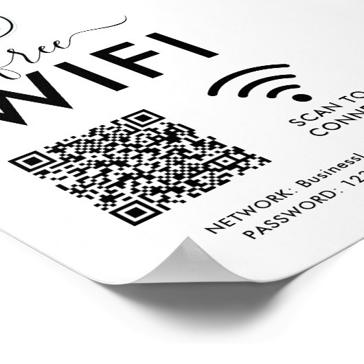 QR-code WIFI-netwerkwachtwoord Poster (Hoek)