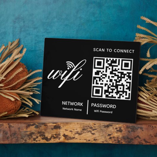 QR Code Wifi Scan om Custom Branded Black aan te s Fotoplaat (Zijkant)
