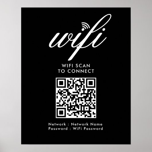QR Code Wifi Scan om Custom Branded Black aan te s Poster (Voorkant)