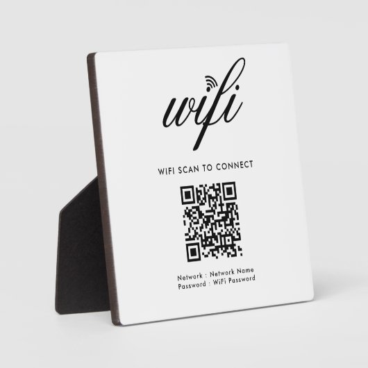 QR Code Wifi Scan om Custom Branded White aan te s Fotoplaat (Voorkant)