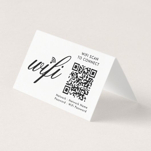 QR Code Wifi Scan om Custom Branded White aan te s Kaart (Voorkant)