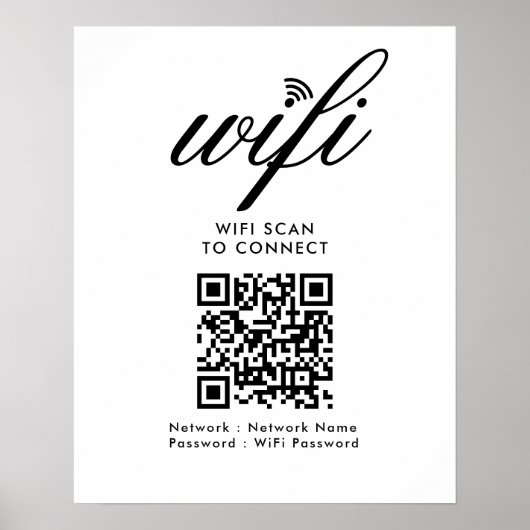 QR Code Wifi Scan om Custom Branded White aan te s Poster (Voorkant)