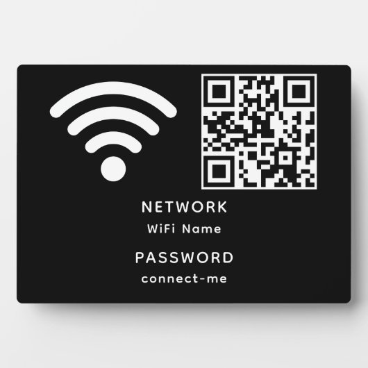 QR Code Wifi Wachtwoord en Netwerk Gepersonaliseer Fotoplaat (voorkant)