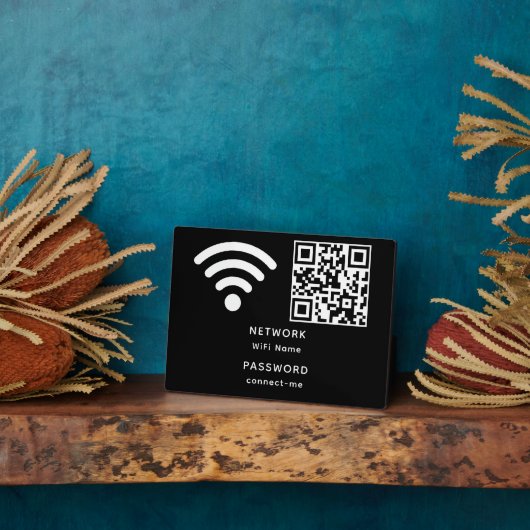 QR Code Wifi Wachtwoord en Netwerk Gepersonaliseer Fotoplaat (Zijkant)
