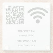 QR Code WiFi Wachtwoord & Netwerk Gepersonaliseerd Glazen Onderzetter (Achterkant)