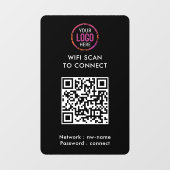 QR-code Wifi | Zwart bedrijfslogo Scan om te verbi Raamsticker (Vel)