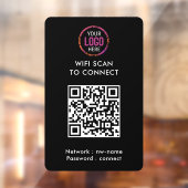 QR-code Wifi | Zwart bedrijfslogo Scan om te verbi Raamsticker (Vel 2)
