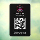 QR-code Wifi | Zwart bedrijfslogo Scan om te verbi Raamsticker (Vel 3)