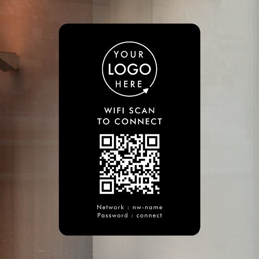 QR-code Wifi | Zwart Zakelijk Logo Scan om te Verb Raamsticker