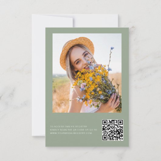 QR Code Wildbloemblaadjes & Prosecco Sage Groen Kaart (Achterkant)