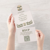 QR Code Wildbloemen Botanische Tuin Bruiloft All In One Uitnodiging (Afscheurbaar)