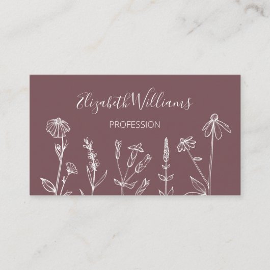 QR-code Wildbloemen Stusty Roos Mauve Visitekaartje (Voorkant)