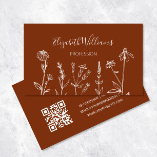 QR-code Wildbloemen Terracotta Visitekaartje