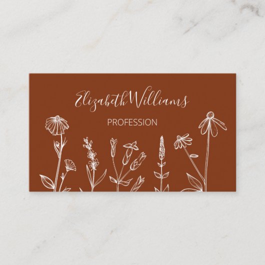 QR-code Wildbloemen Terracotta Visitekaartje (Voorkant)