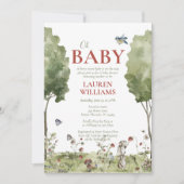 QR Code Wilde Aardbei Oh Baby Shower Kaart (Voorkant)
