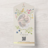 QR Code Wilde Bloem Foto Bruiloft All In One Uitnodiging (Binnen)