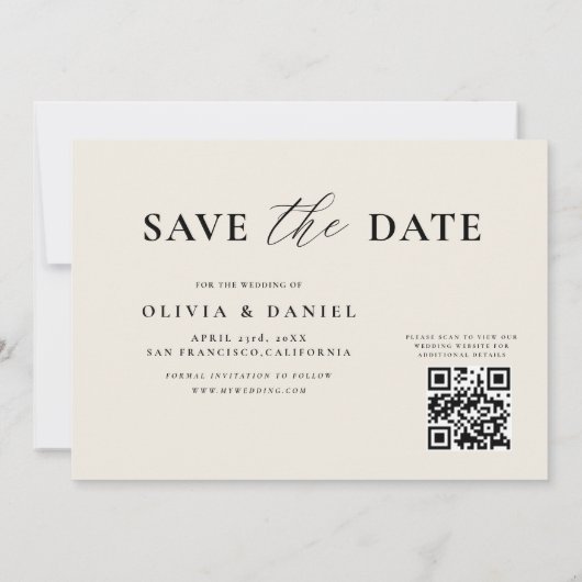 QR-code Wilde Bloem Huwelijk Bloemen Bruiloft Save The Date (Achterkant)