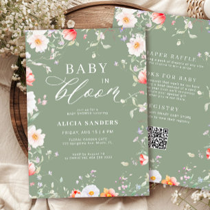 QR-code wilde bloem salie groen in bloei baby show Kaart