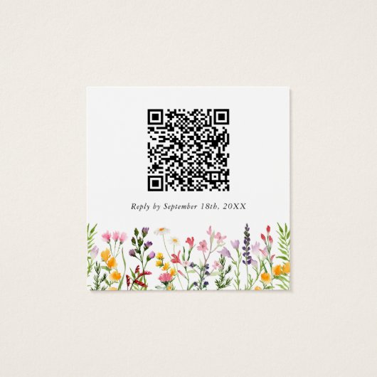 QR-code Wilde bloem Weddenschap RSVP-kaart Vierkante Visitekaartjes (Achterkant)