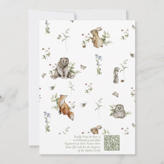 QR Code Wildflower Aardbei OH Baby shower Kaart (Achterkant)