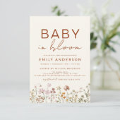 QR Code Wildflower Baby in Bloom Baby shower Kaart (Staand voorkant)