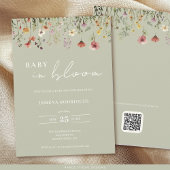 Qr Code Wildflower Baby in Bloom Baby shower Kaart
