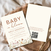 QR Code Wildflower Baby in Bloom Baby shower Kaart