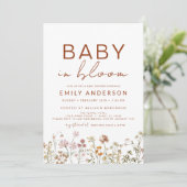 QR Code Wildflower Baby in Bloom Baby shower Kaart (Staand voorkant)
