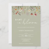 Qr Code Wildflower Baby in Bloom Baby shower Kaart (Voorkant)