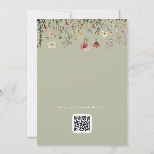Qr Code Wildflower Baby in Bloom Baby shower Kaart (Achterkant)