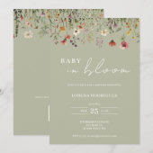 Qr Code Wildflower Baby in Bloom Baby shower Kaart (Voorkant / Achterkant)