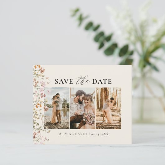 QR Code Wildflower Bewaar de trouwdatum (Staand voorkant)