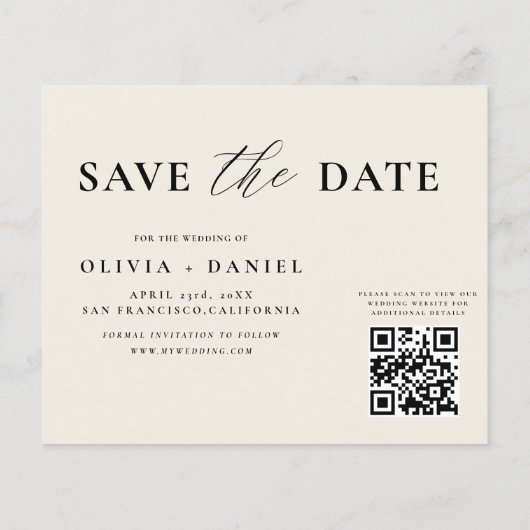 QR Code Wildflower Bewaar de trouwdatum Flyer (Achterkant)