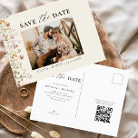 QR Code Wildflower Bloemen Huwelijk Aankondigingskaart<br><div class="desc">Kondig uw speciale dag aan met onze QR-code Wildflower Floral Wedding Save the Date! Deze elegante kaart heeft een prachtig wildflower-ontwerp en combineert rustieke charme met modern gemak. De meegeleverde QR-code leidt gasten naar uw trouwwebsite voor gemakkelijke toegang tot details en RSVP's. Gemaakt met hoogwaardige materialen, het is zowel stijlvol...</div>