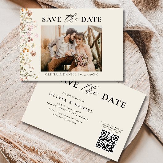 QR Code Wildflower Bloemen Huwelijk Save The Date