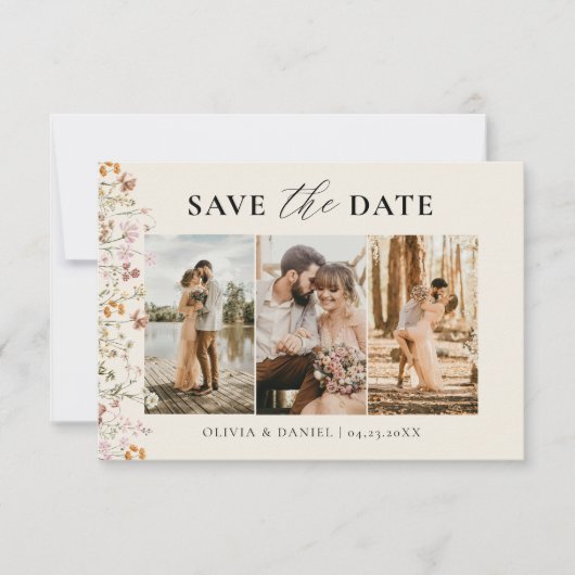 QR Code Wildflower Bloemen Huwelijk Save The Date (Voorkant)