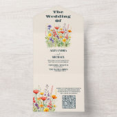 QR Code Wildflower Bruiloft Boho Land Bloemen All In One Uitnodiging (Binnen)