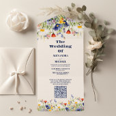 QR Code Wildflower Bruiloft Rustieke Bloemen All In One Uitnodiging