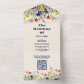 QR Code Wildflower Bruiloft Rustieke Bloemen All In One Uitnodiging (Binnen)