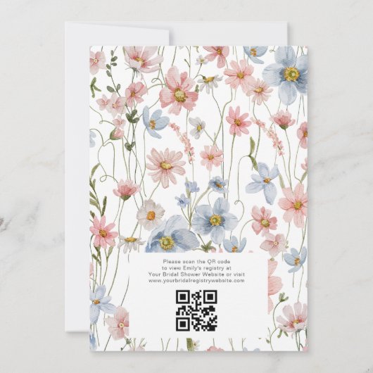 QR Code Wildflower Garden Vrijgezellenfeest Kaart (Achterkant)