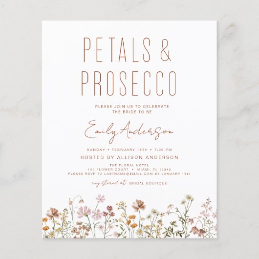 QR Code Wildflower Petals & Prosecco Vrijgezellenf Flyer (Voorkant)